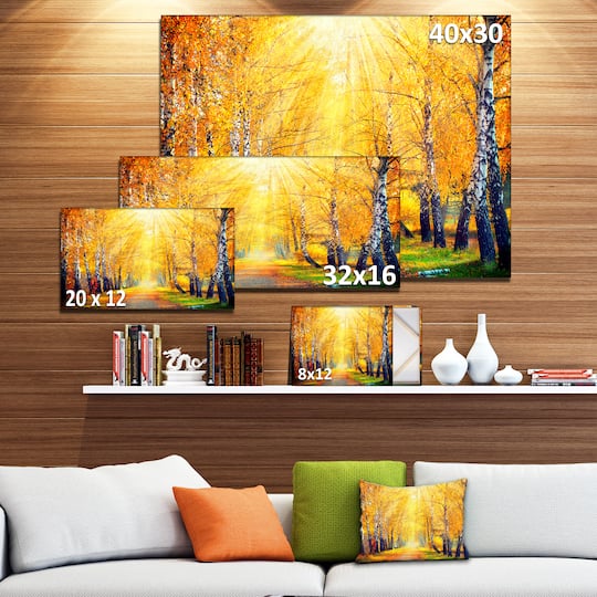Designart - Yellow Autumn Trees in Sunray